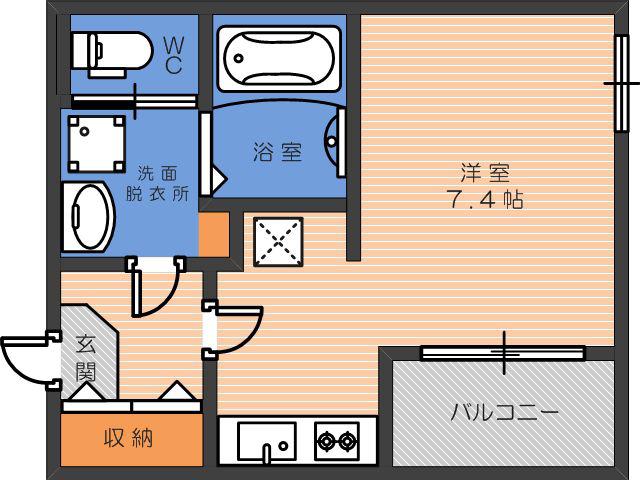 ハーモニーテラス北田辺(ワンルーム/3階)の間取り写真