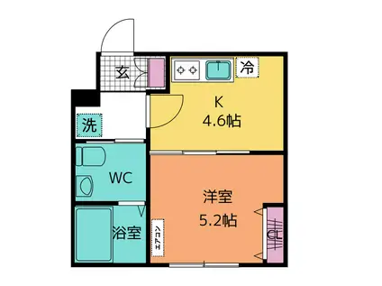 ハーミットクラブハウス金沢八景B棟(1DK/1階)の間取り写真