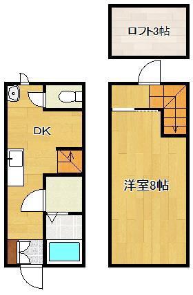 CROSS B棟(1DK/1階)の間取り写真