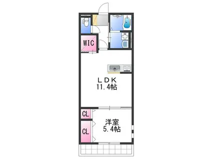 アンビエント・アイ(1LDK/3階)の間取り写真