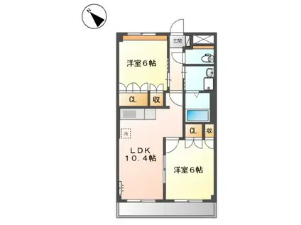 コーポ花の樹(2LDK/1階)の間取り写真