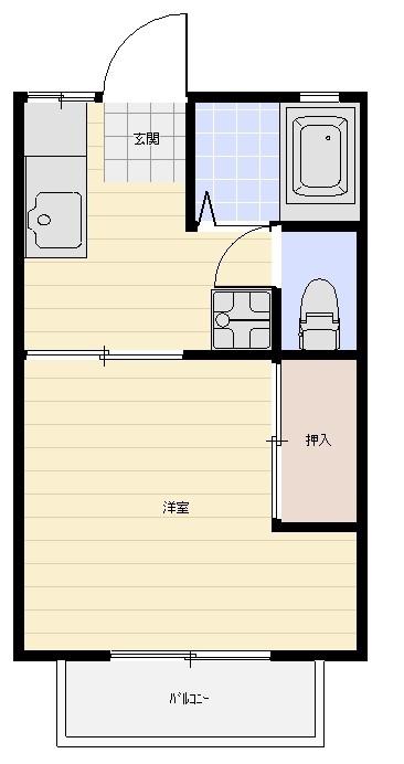 フローリッシュA棟(1K/2階)の間取り写真