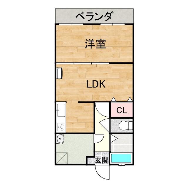 岩瀬ビル(1LDK/4階)の間取り写真