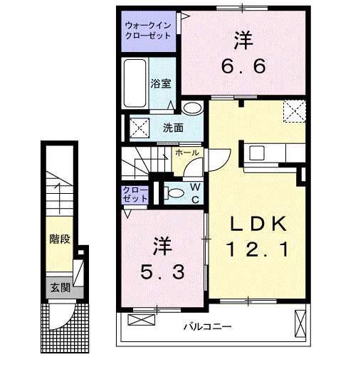 ビアージョ19(2LDK/2階)の間取り写真