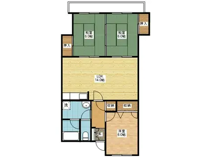 エクセレンス下屋敷(3LDK/4階)の間取り写真