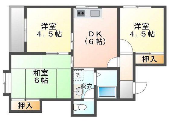ストークマンションおおすぎ(3DK/2階)の間取り写真