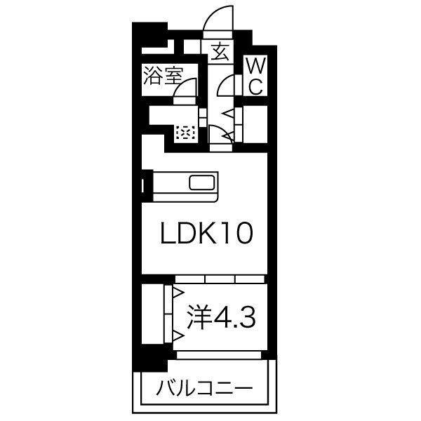 MISTRAL姫路駅前(1LDK/9階)の間取り写真