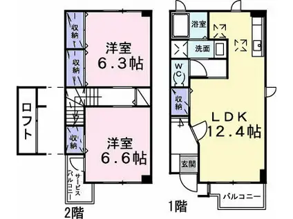 レガシー・ガーデン I(2LDK/1階)の間取り写真