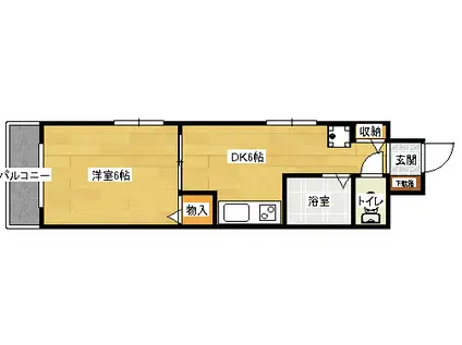 グランドール西旭町(1DK/2階)の間取り写真