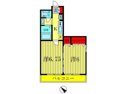 ソレイユA(2K/3階)の間取り写真