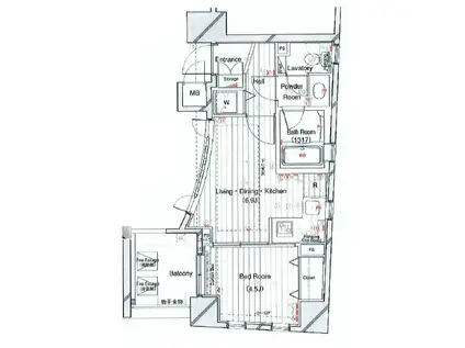 レックス赤坂レジデンス(1LDK/9階)の間取り写真