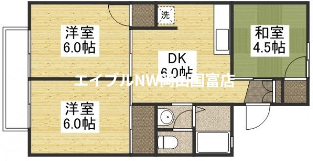 パレーシャル関(3DK/2階)の間取り写真