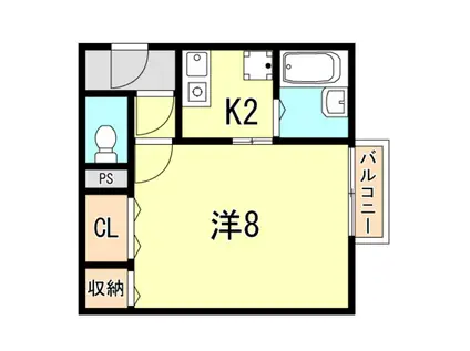 ラフィーナエム(1K/2階)の間取り写真