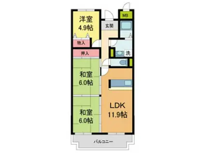 インペリアル樋の口(3LDK/1階)の間取り写真