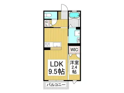 アーバンハイム篠ノ井(1LDK/2階)の間取り写真