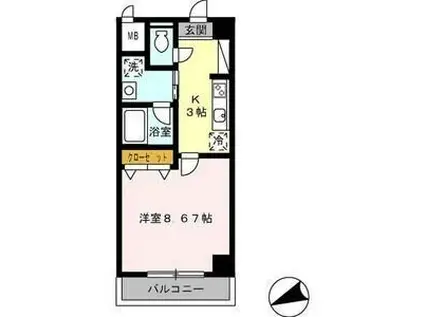 ジオステージ東山(1K/2階)の間取り写真