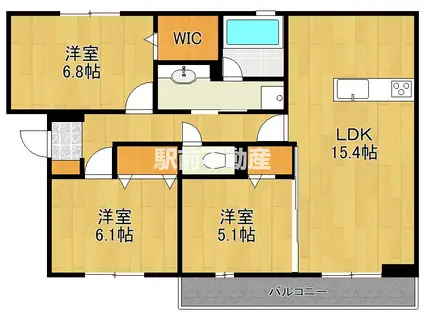 ル・シュマン(3LDK/3階)の間取り写真