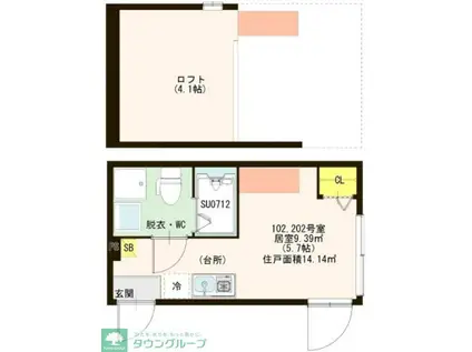 ハーモニーテラス東和(ワンルーム/1階)の間取り写真