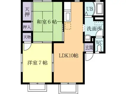 メゾントモエB(2LDK/2階)の間取り写真