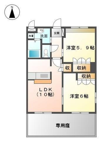 ブルー スカイ(2LDK/1階)の間取り写真