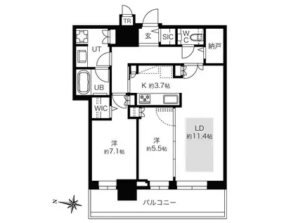 ONE札幌ステーションタワー(2LDK/19階)の間取り写真