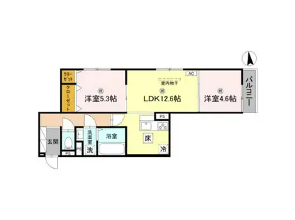 D-ROOM SAGARIMATSU(2LDK/1階)の間取り写真