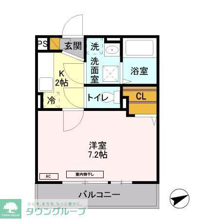 セジュールウィステリア(1K/2階)の間取り写真