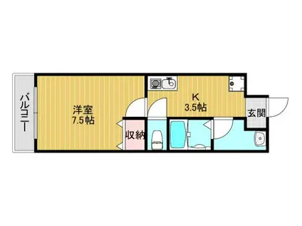 グローリー11(1K/2階)の間取り写真