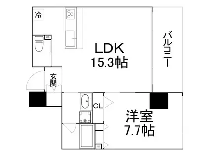 フローレス都島I(1LDK/3階)の間取り写真