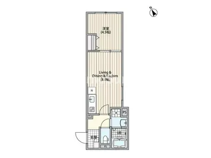 エルファーロ三軒茶屋VI(1LDK/1階)の間取り写真