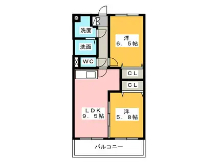 グランストーク松野(2LDK/1階)の間取り写真