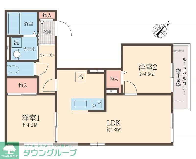 さいたま市岩槻区美園東一丁目計画(2LDK/2階)の間取り写真