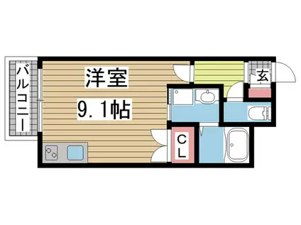 ARPEGGIO三宮(ワンルーム/6階)の間取り写真