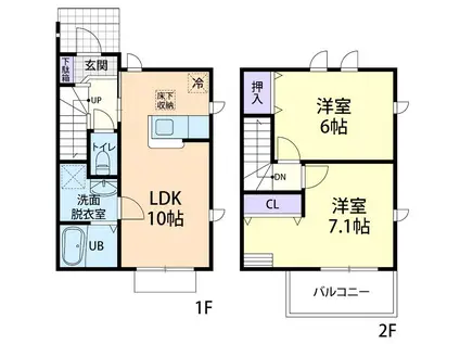 MAISON TAIRA(2LDK/1階)の間取り写真