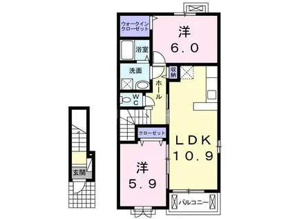 メゾン プラシード(2LDK/2階)の間取り写真
