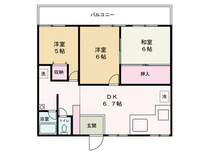 イリスM(3DK/1階)の間取り写真