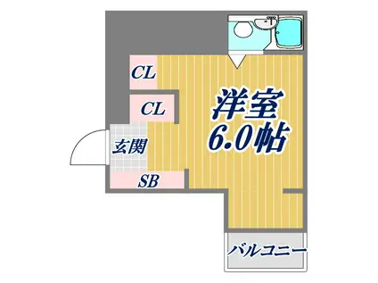 ブレシオンエスト・ウエスト(ワンルーム/2階)の間取り写真