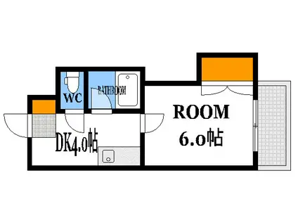 第3田中ビル(1DK/4階)の間取り写真