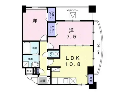 ホーメイビルディング(2LDK/5階)の間取り写真