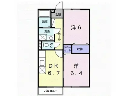 リバティツインI(2DK/2階)の間取り写真
