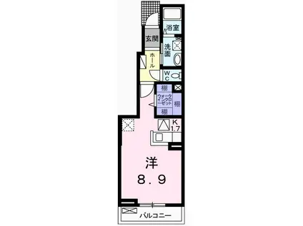サンパティオII(1K/1階)の間取り写真