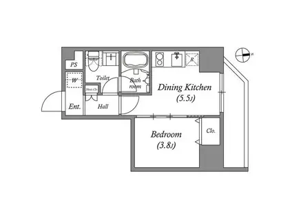 クオリタス浅草橋(1DK/5階)の間取り写真