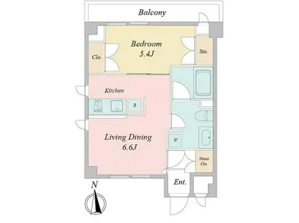 CAVANA神楽坂(1DK/3階)の間取り写真