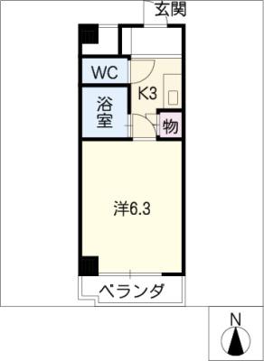 セントラルハイツ滝川(1K/4階)の間取り写真