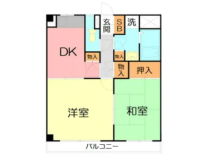 グランドステータス湘南ドリームパレス浜竹(2DK/3階)の間取り写真