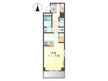 BLANC・LEYSIN(ワンルーム/3階)の間取り写真