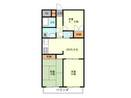 アルテール左入(3DK/2階)の間取り写真