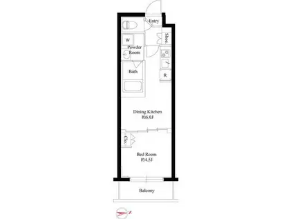 ハーモニーレジデンス新宿四谷(1DK/5階)の間取り写真