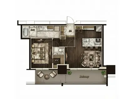 グランドメゾンTHE池下ガーデンタワー(1LDK/23階)の間取り写真