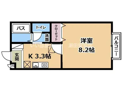 プリシェールキャッスルC棟(1K/2階)の間取り写真